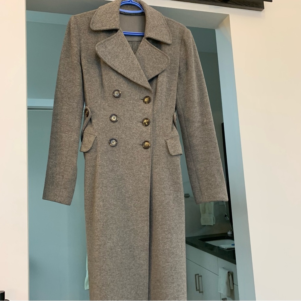 Wool long military grey coat, small. Unlined.